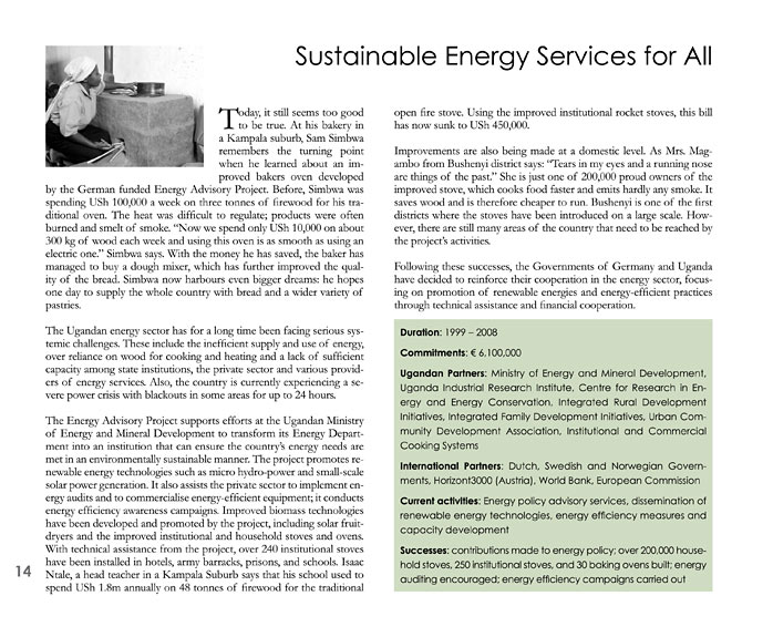 page of German-Ugandan development cooperation brochure