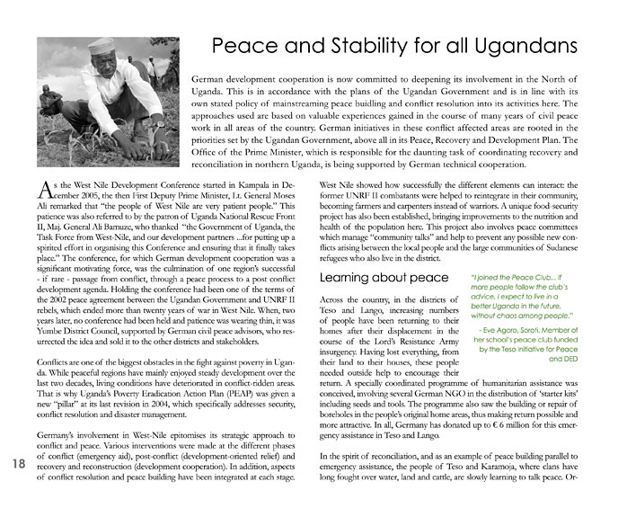 page of German-Ugandan development cooperation brochure