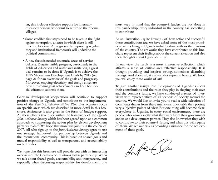 page of German-Ugandan development cooperation brochure