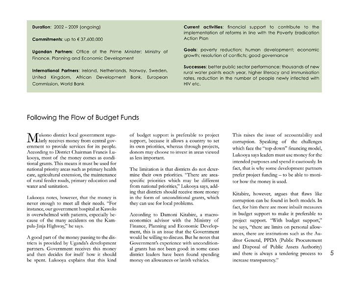 page of German-Ugandan development cooperation brochure