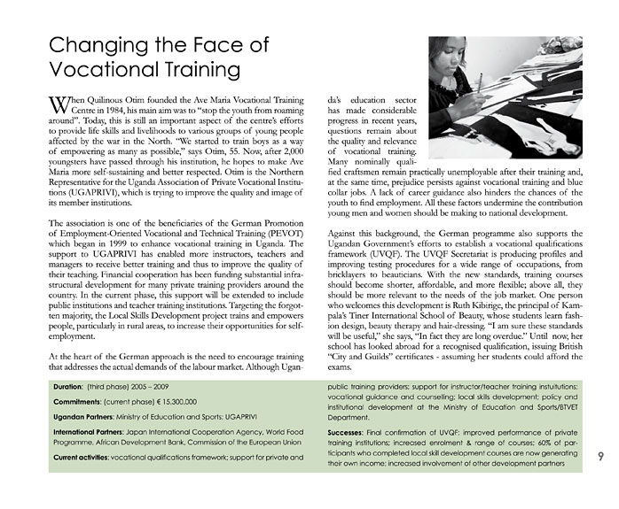 page of German-Ugandan development cooperation brochure