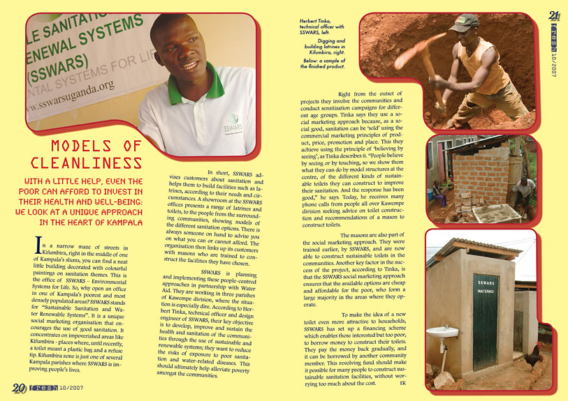 page 2 of Fresh magazine on sanitation and hygiene in Uganda