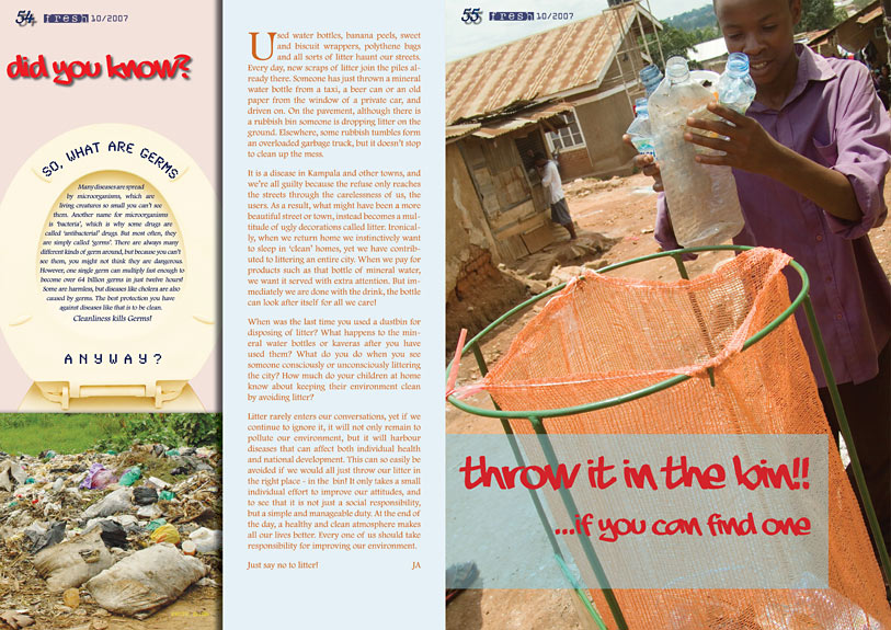 page 2 of Fresh magazine on sanitation and hygiene in Uganda