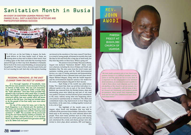 page 2 of Fresh magazine on sanitation and hygiene in Uganda