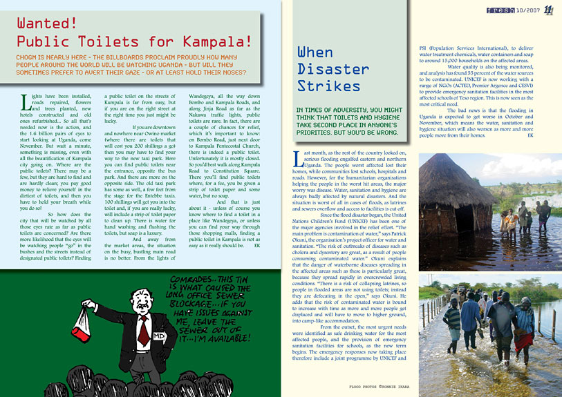 page 2 of Fresh magazine on sanitation and hygiene in Uganda